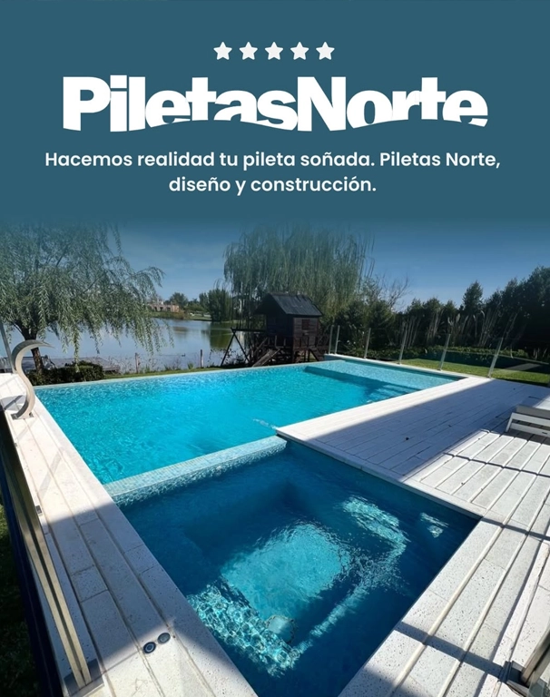 Construcción de pileta de material con bloques y revestimiento realizada por Piletas Norte